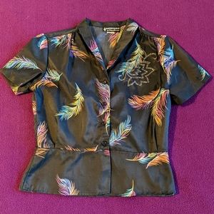 Vintage Peplum Feather Blouse